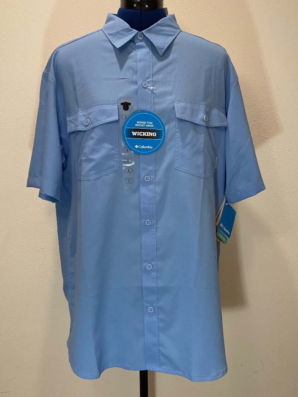 NEW WITH TAGS Columbia Omni-Wick Advanced Evaporation Blue Shirt - Size: Large